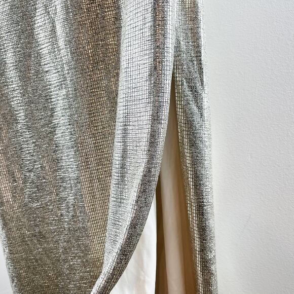 Rachel Roy Asymmetrical Off Shoulder Maxi Slit Gown Dress Gold Metallic 6 - Picture 11 of 13